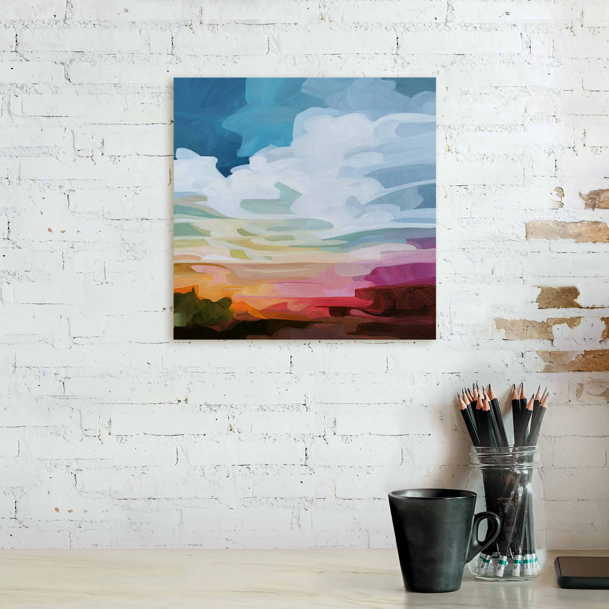 landscape acrylic paintings with colourful sunset skies original painting on canvas