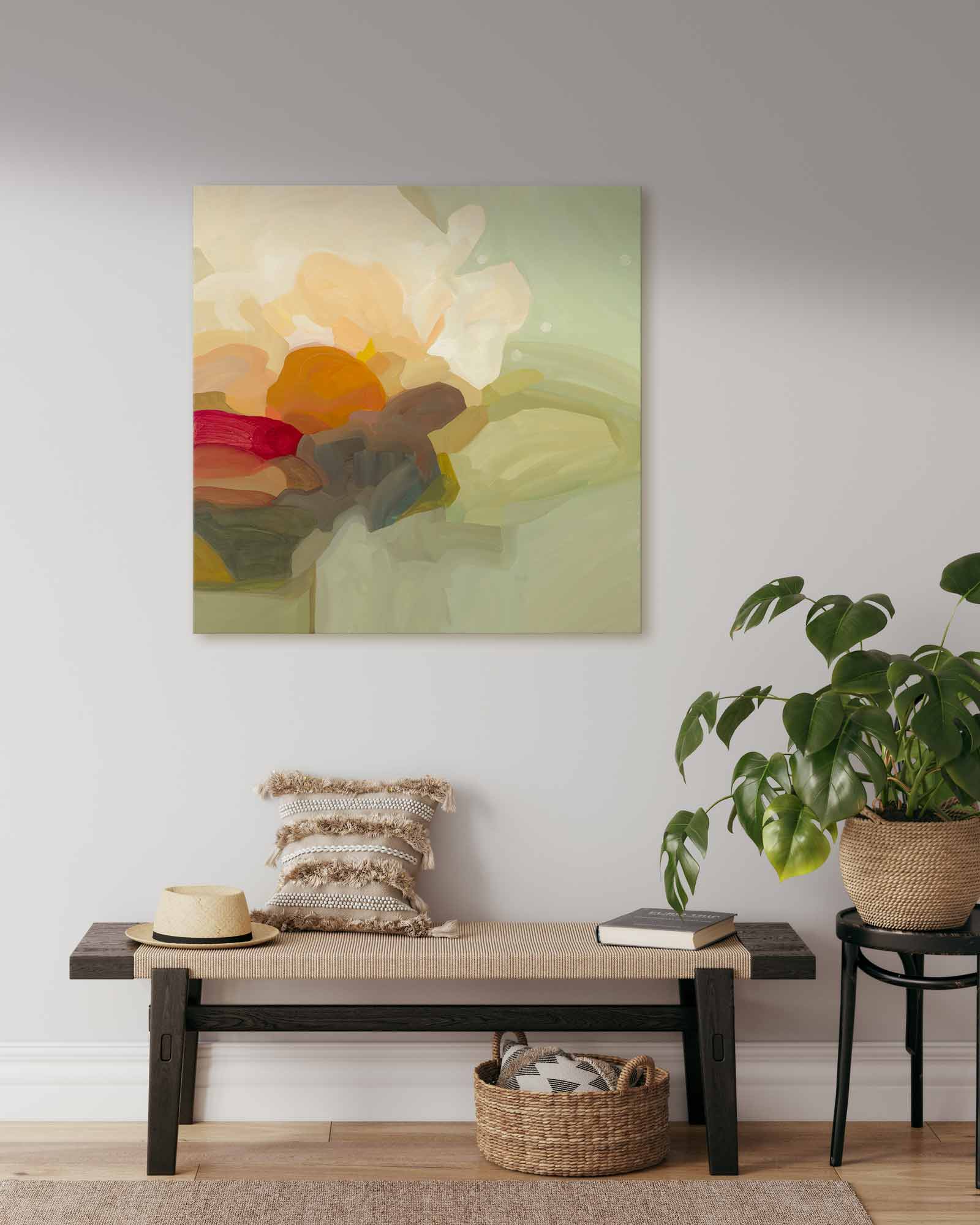 large sage green abstract canvas art print