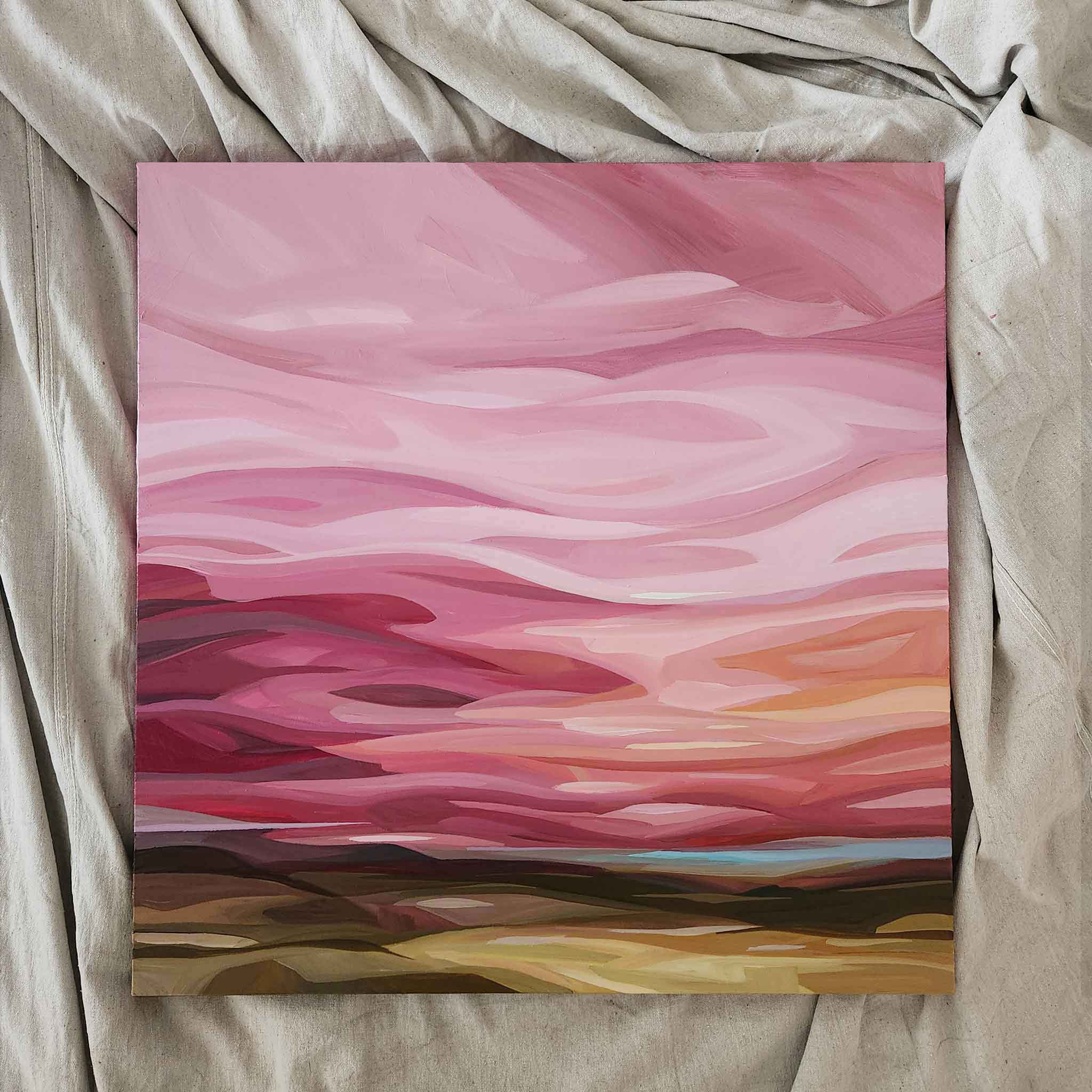 pink abstact sky painting