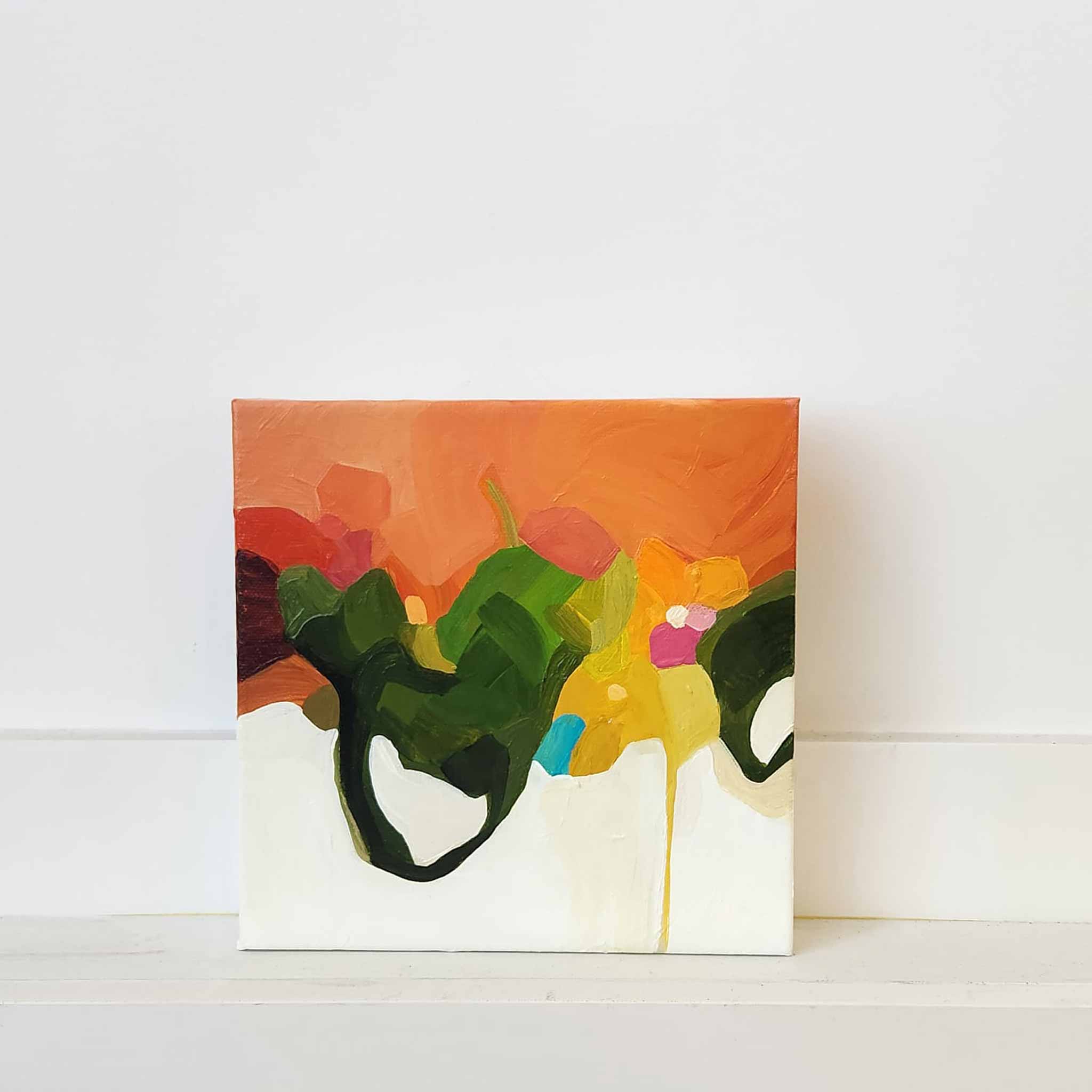 small orange abstract painting