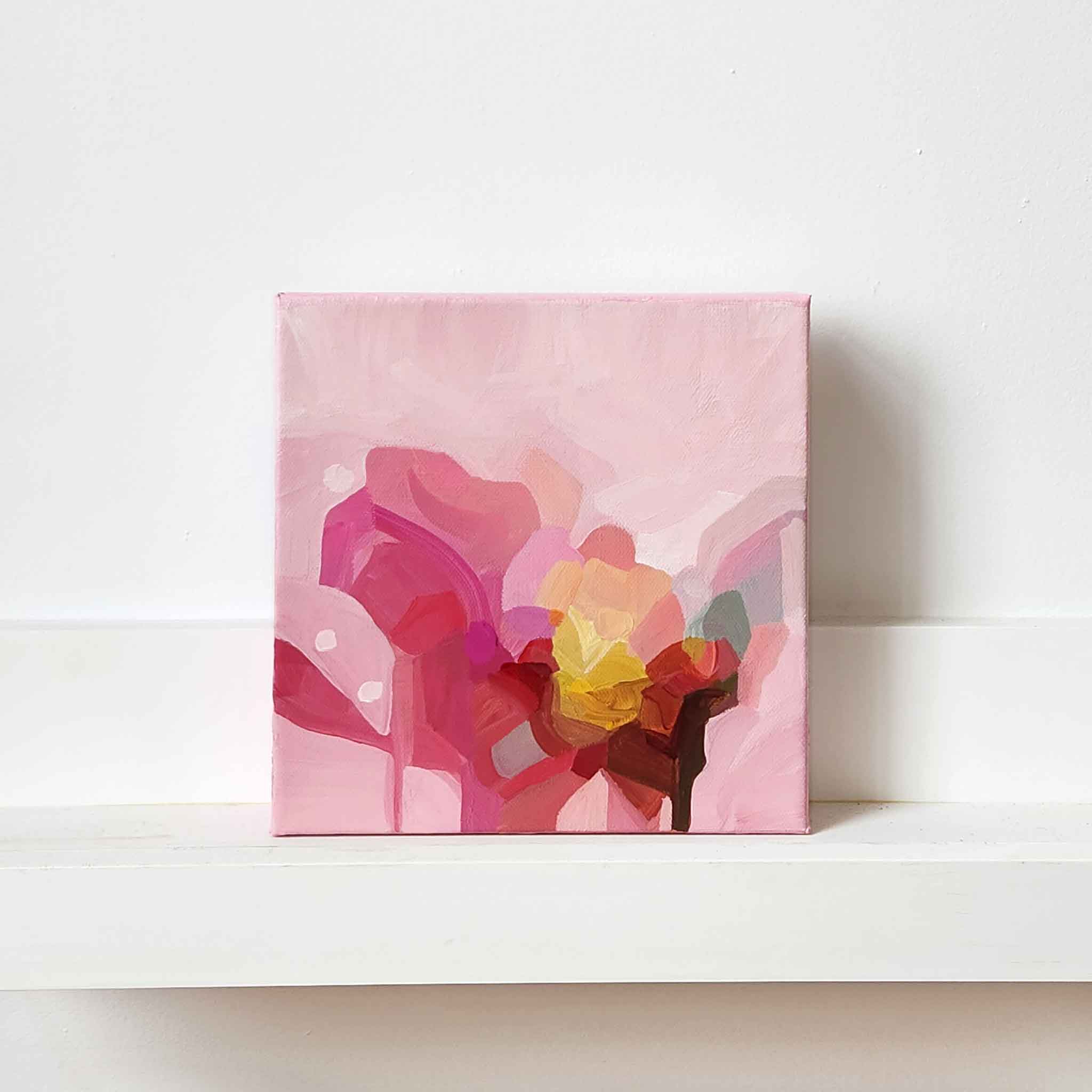 8x8 pink abstract painting from Canadian abstract artist Susannah Bleasby