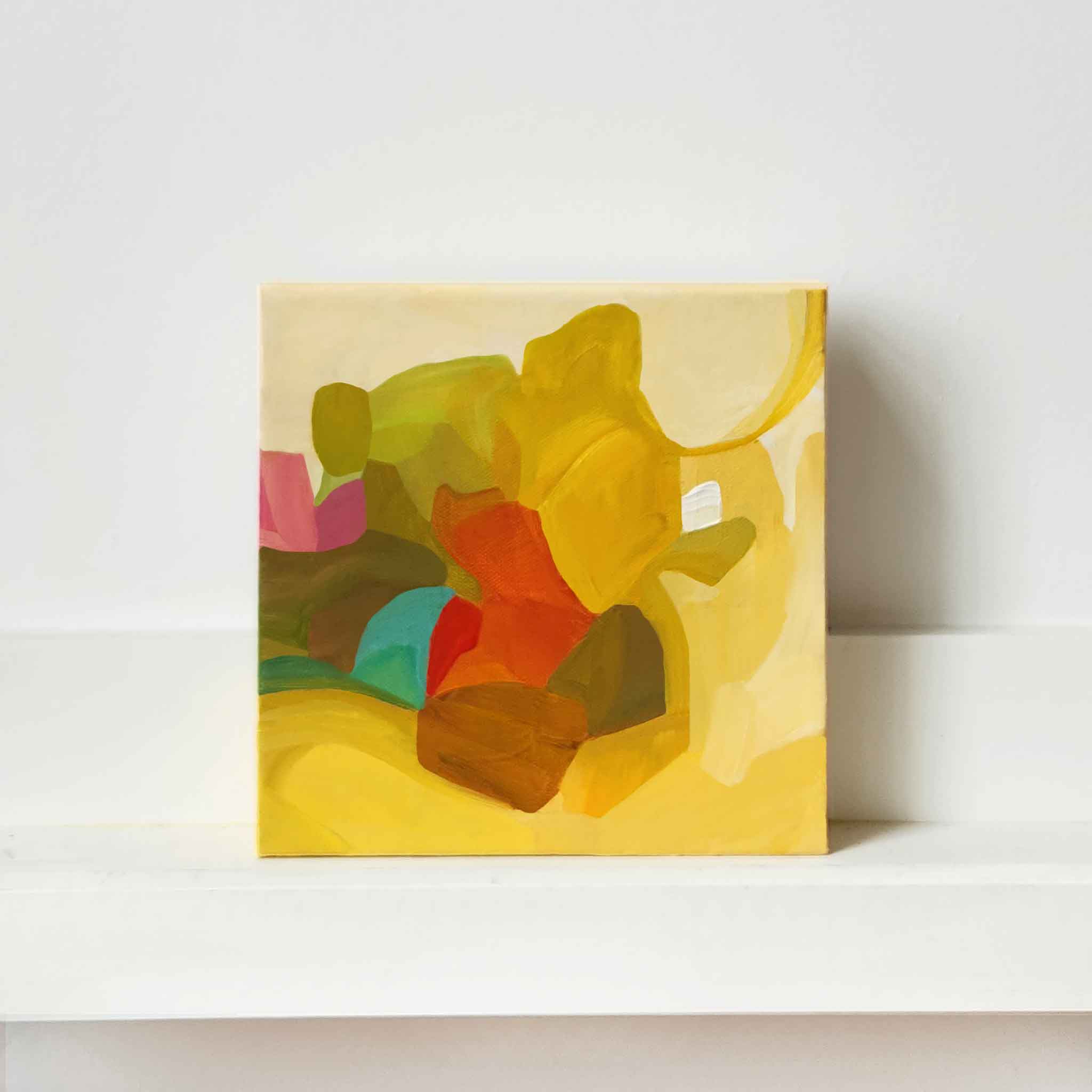 8x8 yellow abstract square painting from Canadian abstract artist Susannah Bleasby