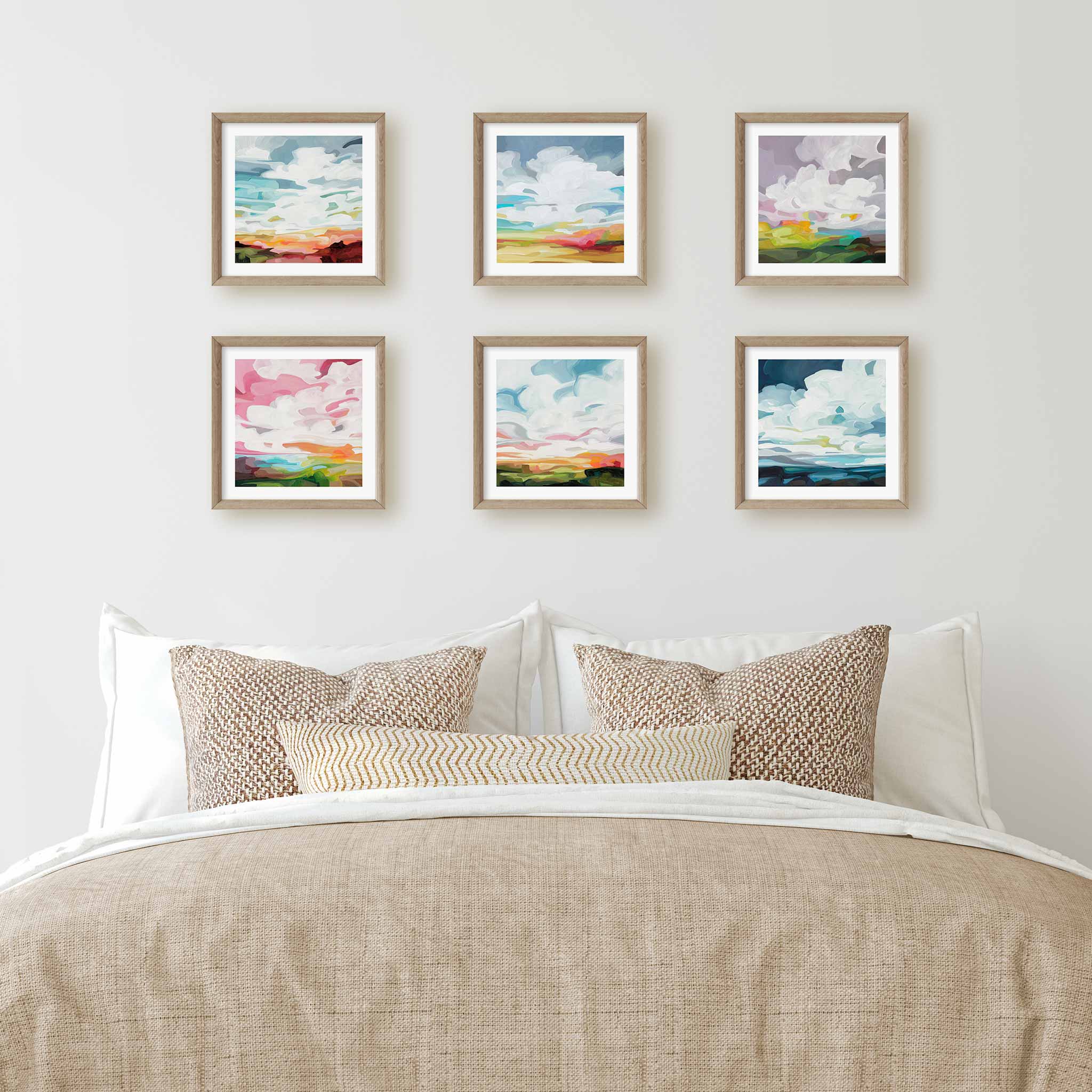 Canadian abstract artist Susannah Bleasby’s 12x12 art prints of blissful skies from the spring sky painting collection