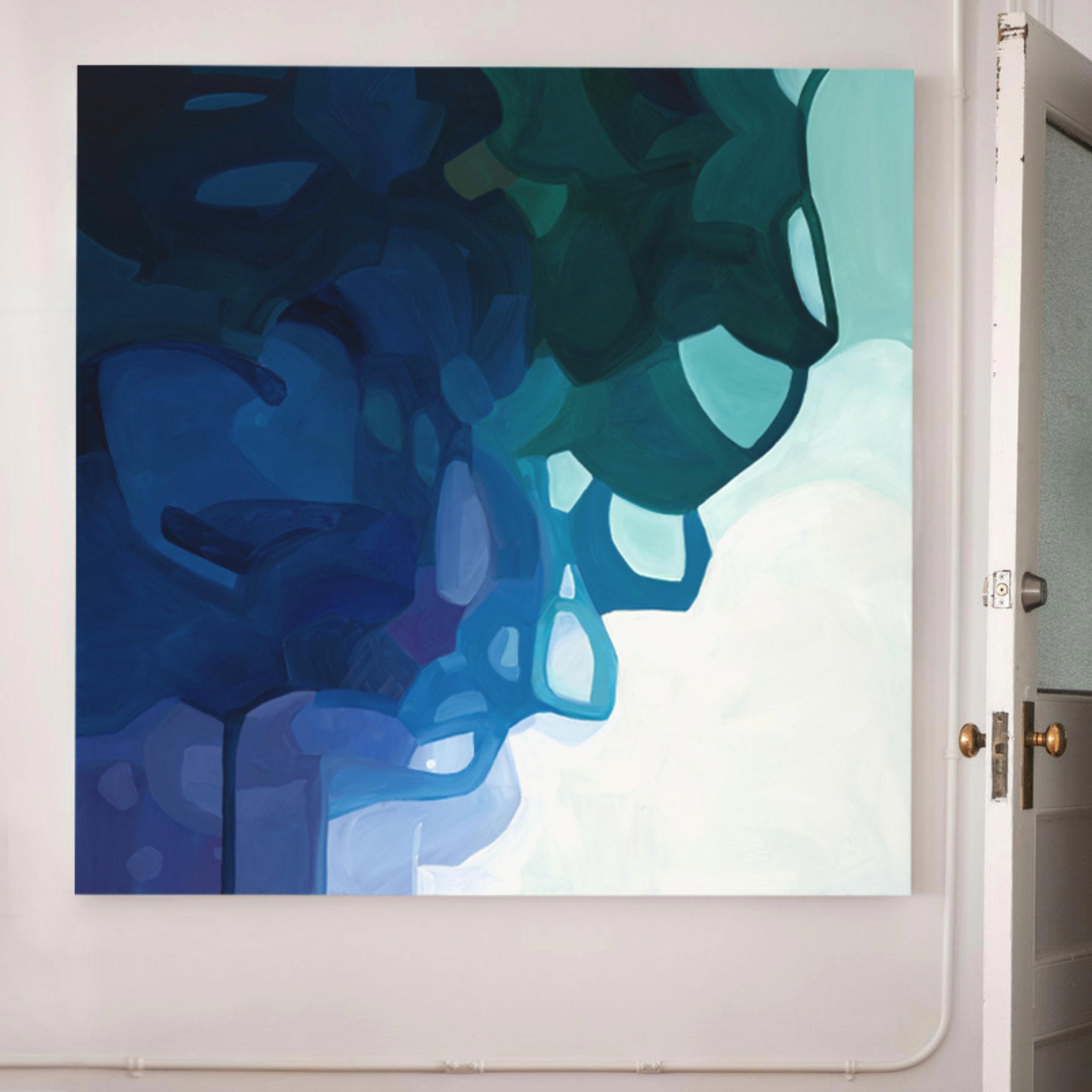 oversized blue abstract painting by Canadian artist Susannah Bleasby