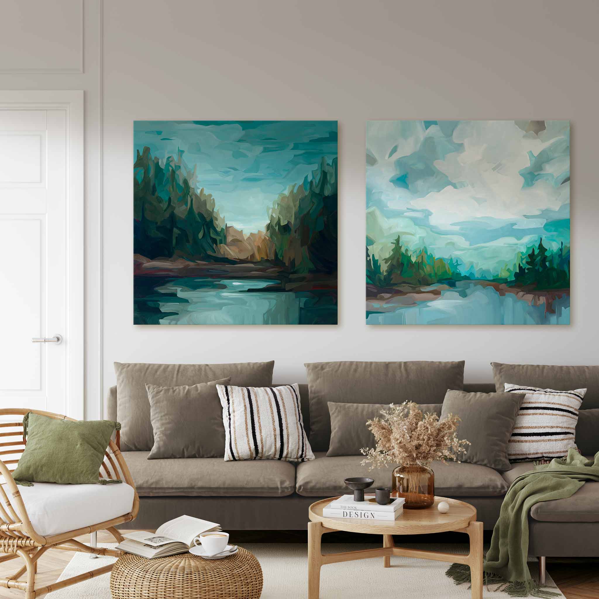 two large canvas art prints side by side