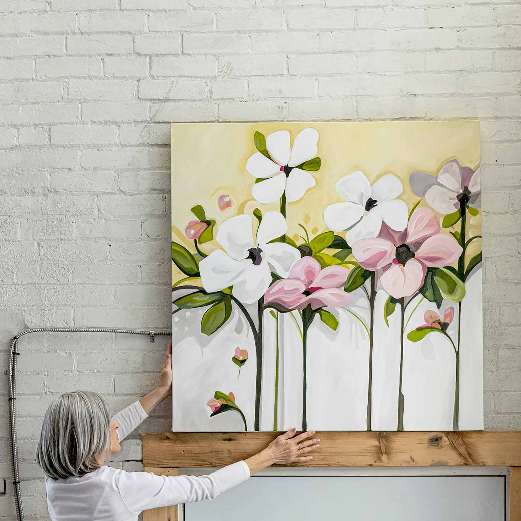 yellow flower painting on canvas