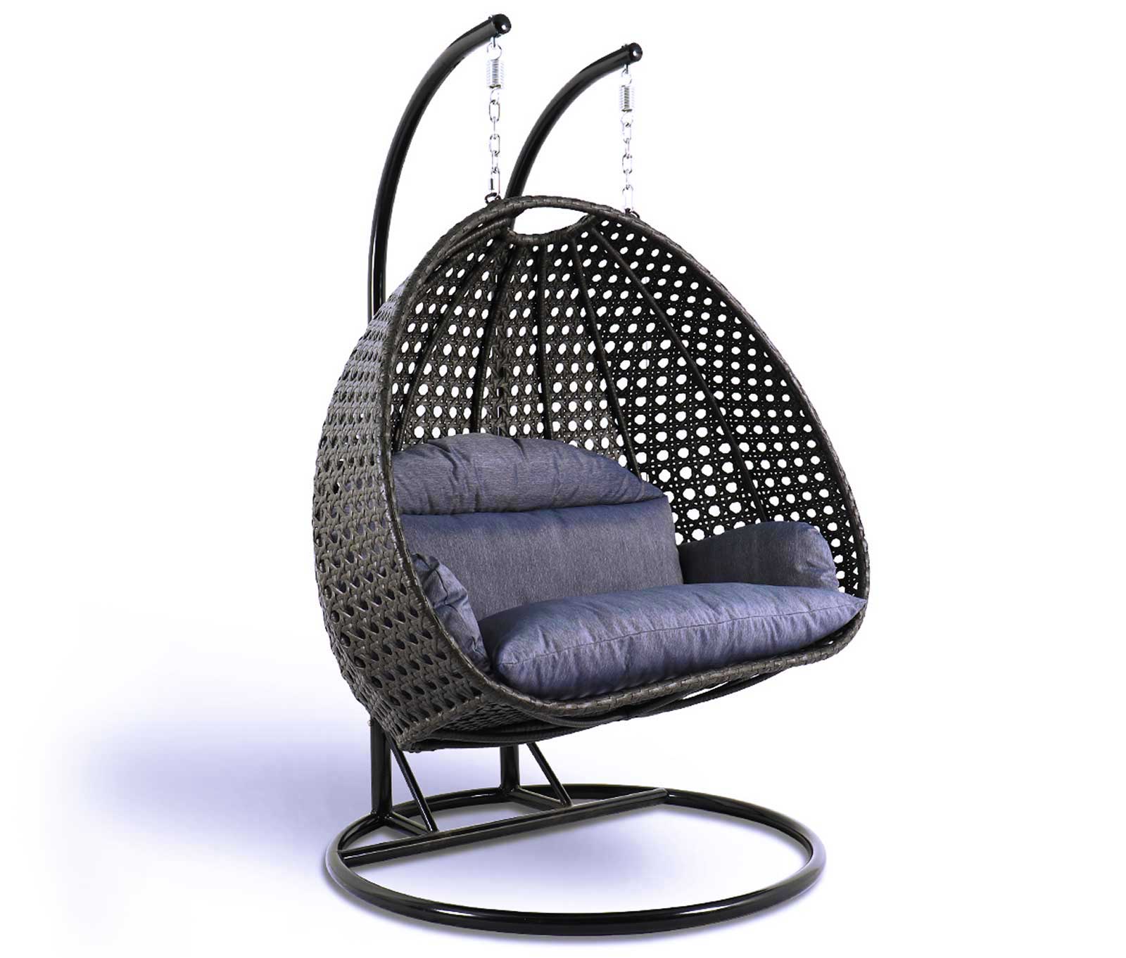 leisuremod egg charcoal blue wicker hanging swing chair