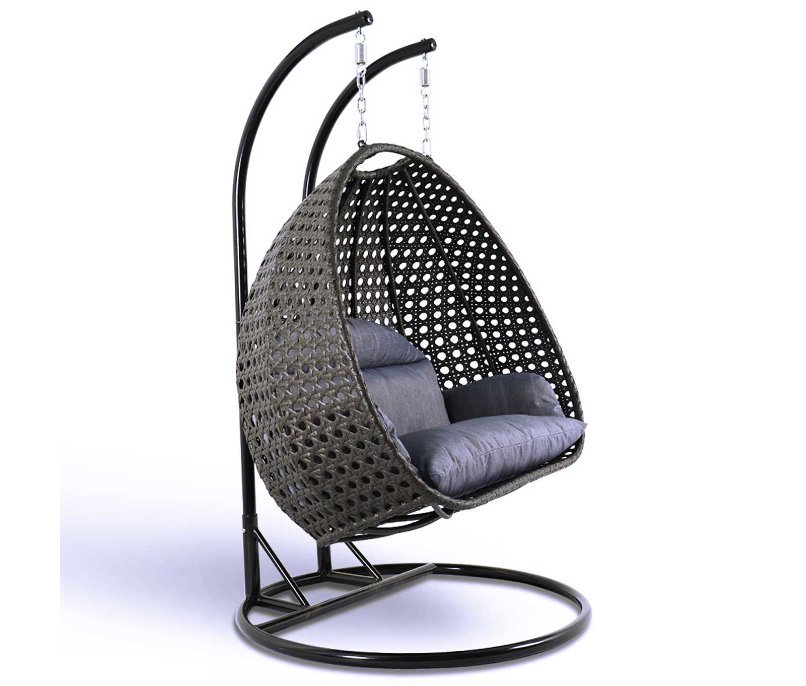 leisuremod egg charcoal blue wicker hanging swing chair