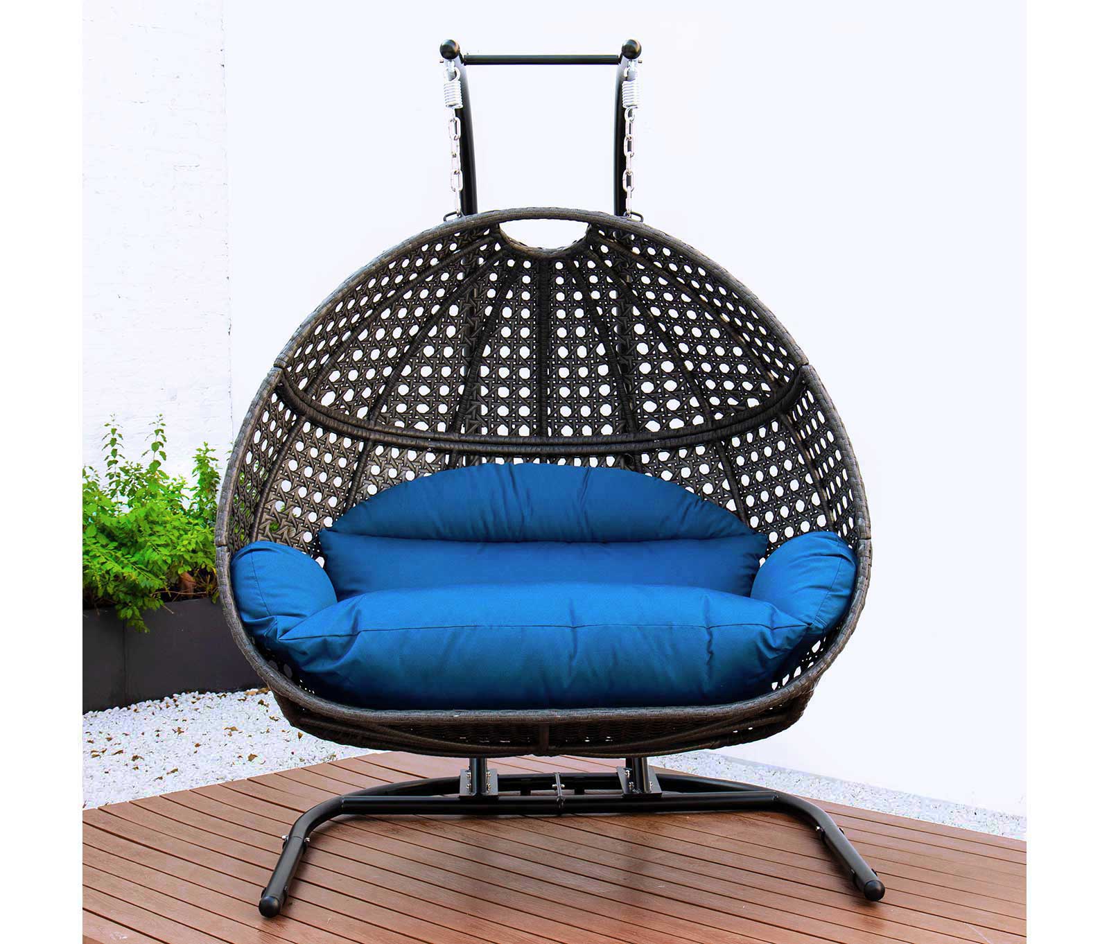 leisuremod egg wicker hanging swing chair