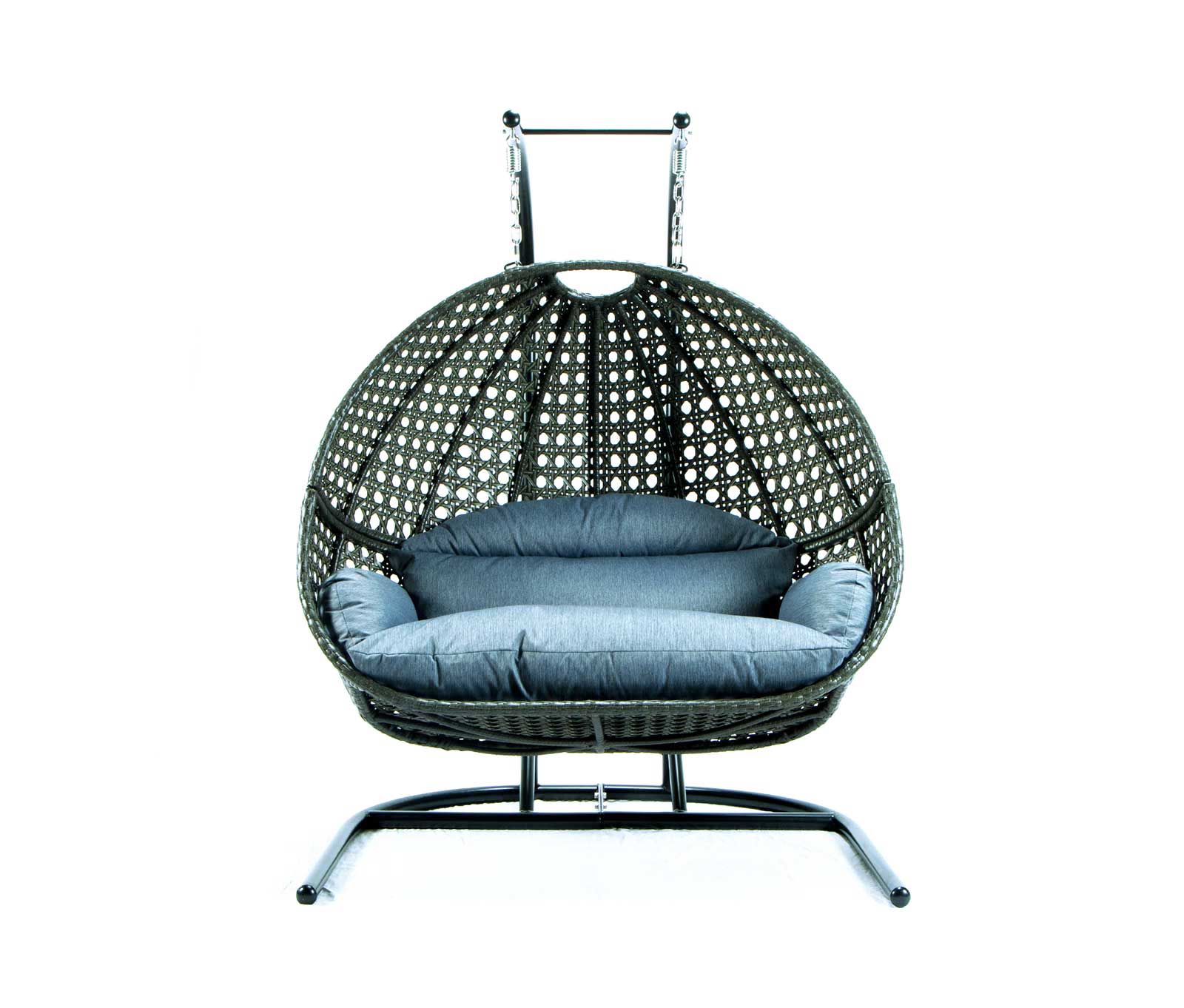 leisuremod egg charcoal blue wicker hanging swing chair