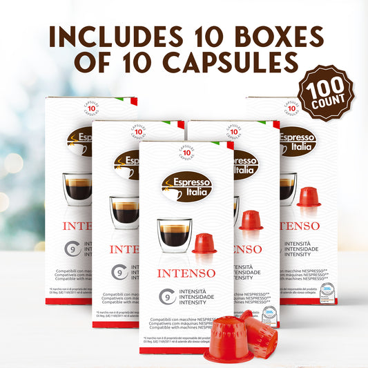 Paquete de 100 cápsulas compatibles con Nespresso - Paquete variado de  ESPRESSO ITALIA - Cápsulas de café espresso para máquinas Nespresso  Original.