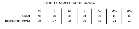 hoodie sizing chart