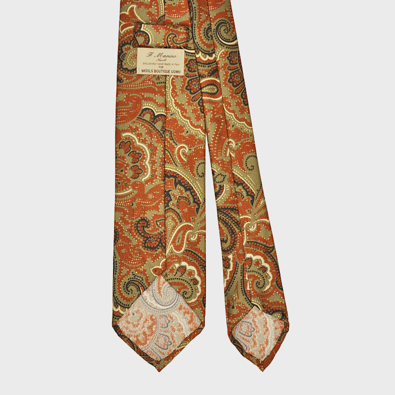 F.Marino Handmade Silk Tie 3-Fold Liberty | Olive