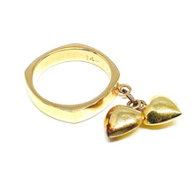 Load image into Gallery viewer, Vintage Puff Heart Dangle Ring in 14K
