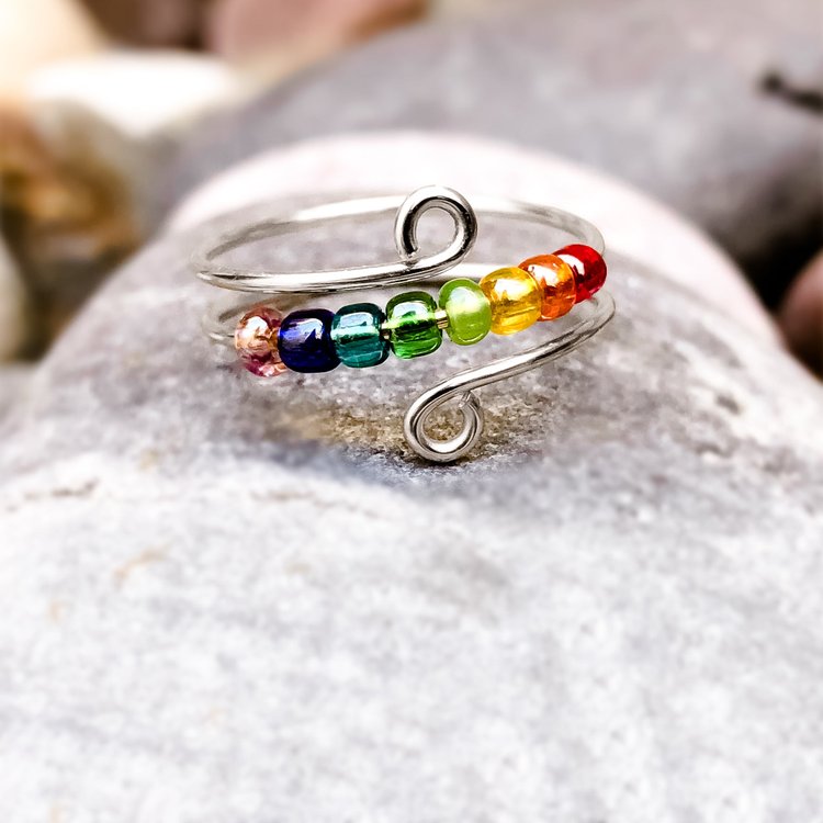 Image of Rainbow Fidget Anxiety Ring Adjustable