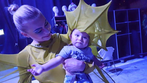 Cirque du Soleil artist with baby