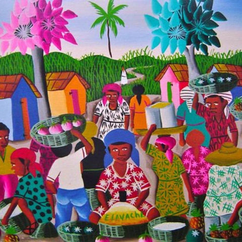 Haitian art is vivid and colorful.