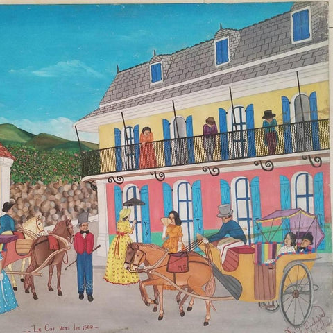 Haitian art is characterized by using sly humor, satire, and irony to comment on social or political issues.