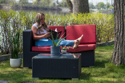 decors extérieur avec plantes mimipots pots en béton