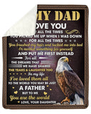 Eagle You Are The World I Love You - Daughter To Dad Fleece Blanket