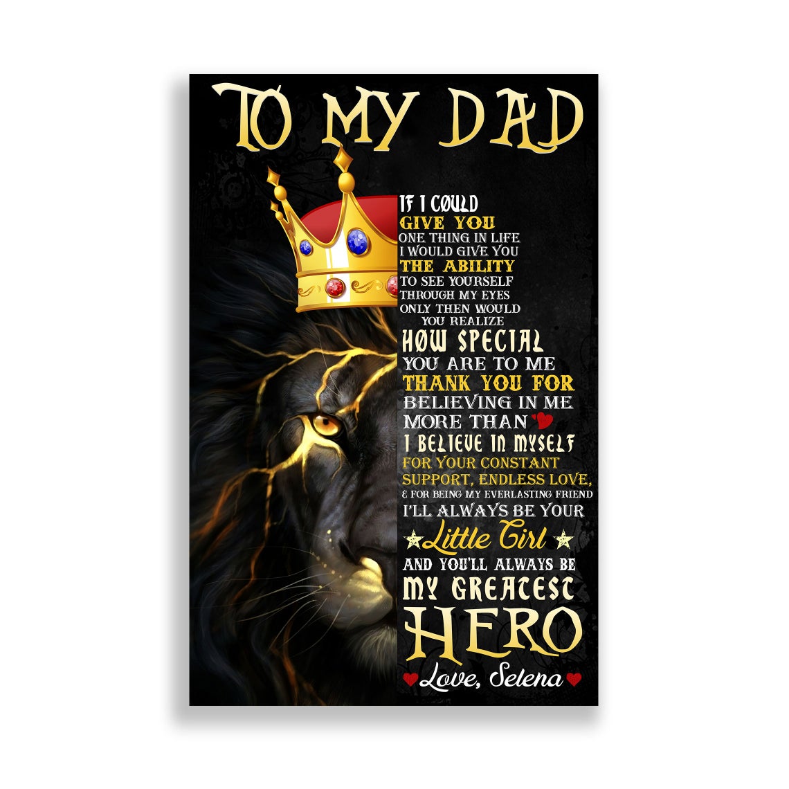 Personalized Canvas, Lion King To My Dad Canvas And Poster,  Wall Decor Visual Art, Gift Father's Day
