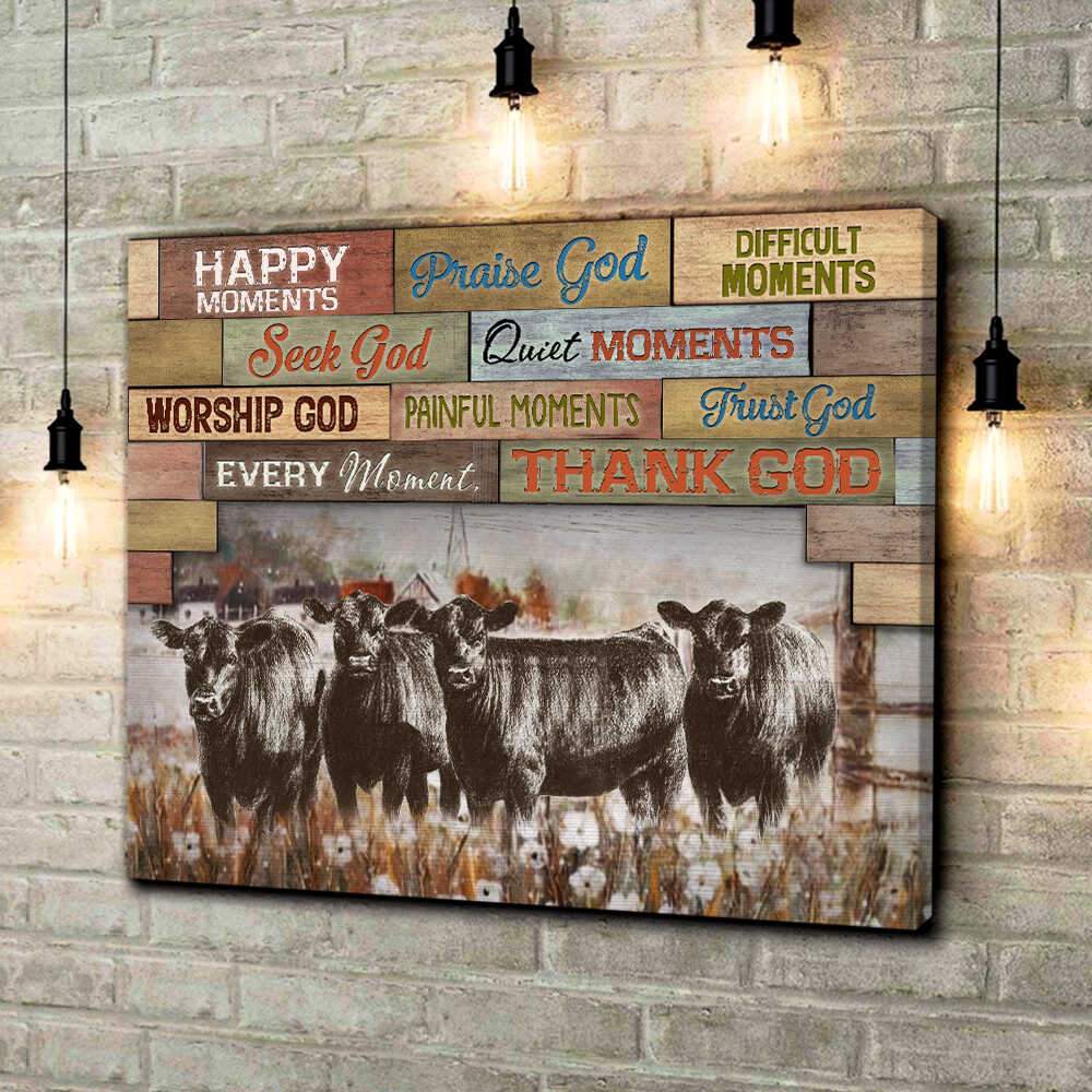 Happy Moments Farm Angus Cows Canvas Wall Art Decor