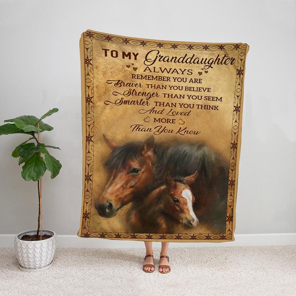 Horse Personalized Letter To My Granddaughter Always Remember You Are Brave Stronger Smarter Than You Know Fleece Blanket