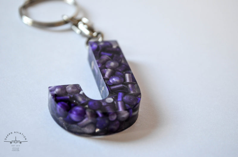 Small Purple Rivet Letter Key Ring