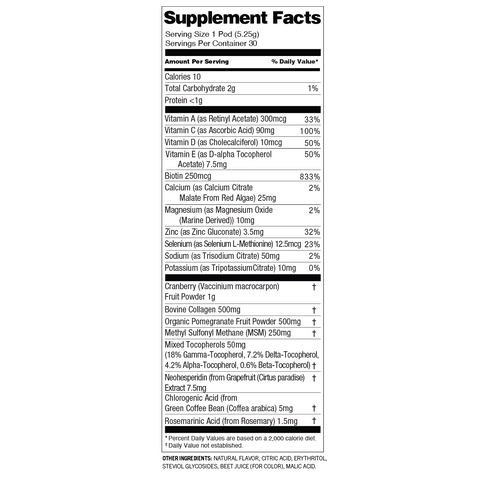Beauty+ Raspberry Hibiscus Supplement Facts