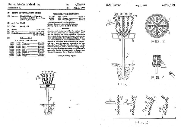 Ed Headrick's disc golf basket patent from 1978