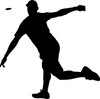 outline of disc golf player throwing a backhand