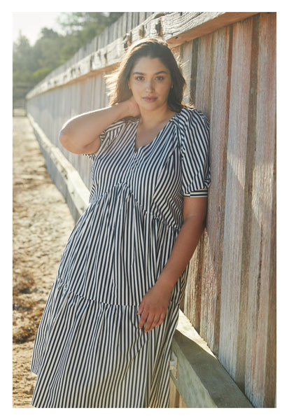 Estelle womens curve Clothing Dominica Striped Dress
