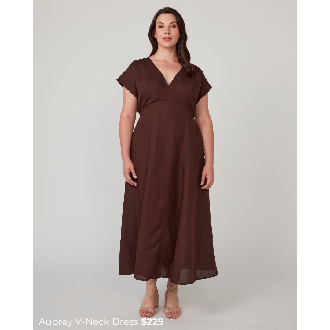 Plus Size Brown Linen Maxi Dress
