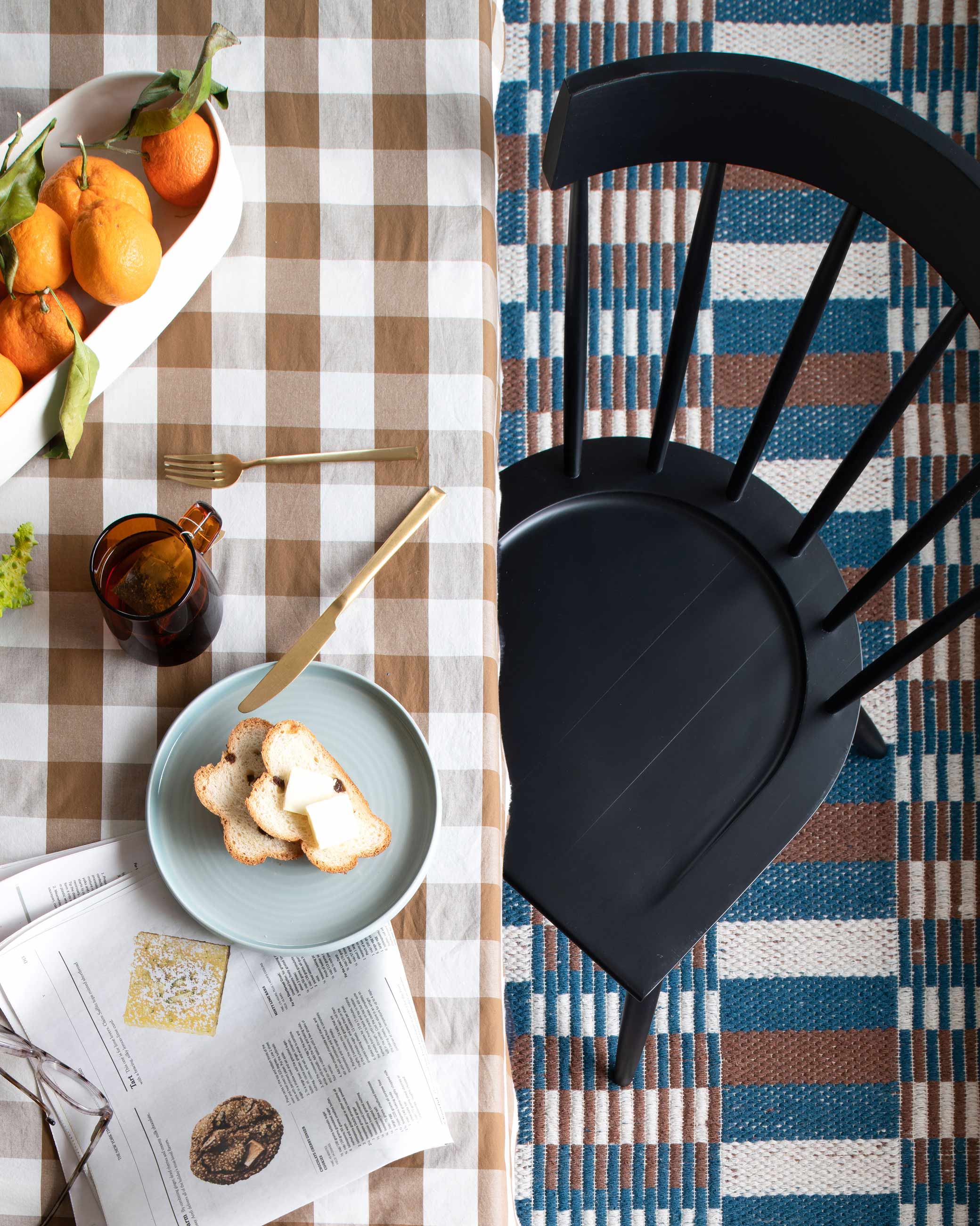 dining table with a plate of toast