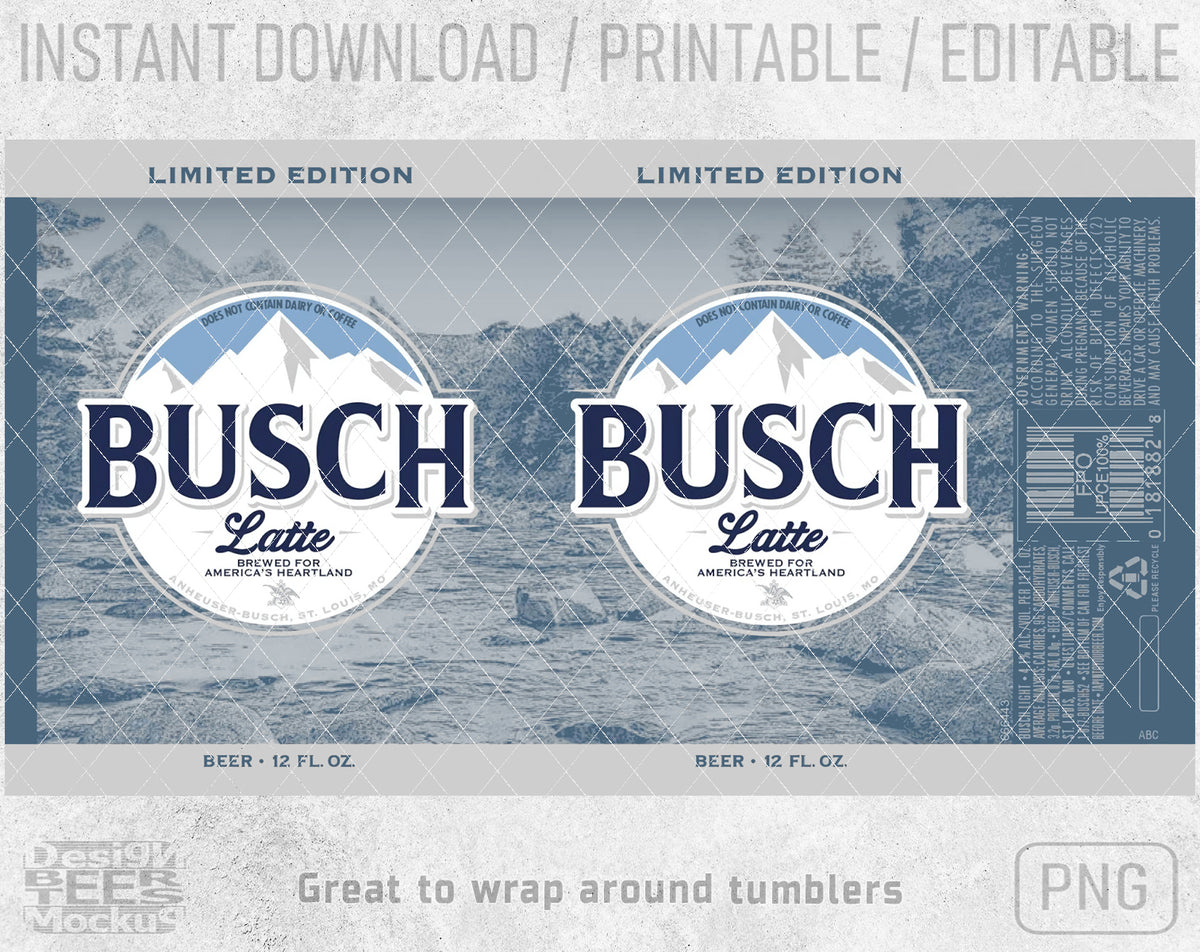 Busch Light Latte Beer Inspired Unofficial Logo Can Wrap Tumblers PNG