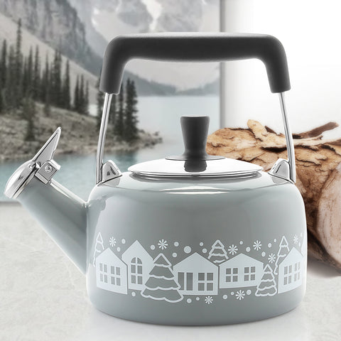 winter background for mountain village teakettle