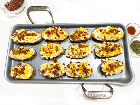 add bacon to potatoes on griddle before oven