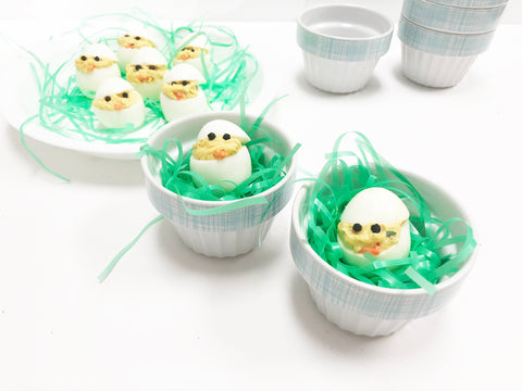 deviled egg chicks for easter in stackable 1 cup ramekins