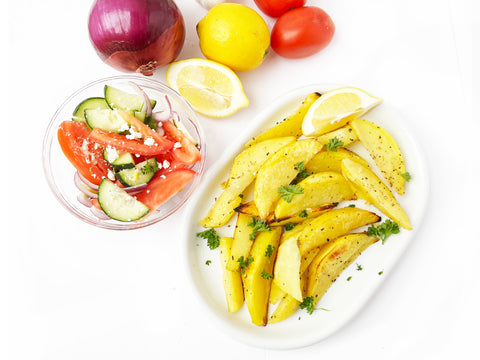 lemon greek potatoes made in stripes cookware