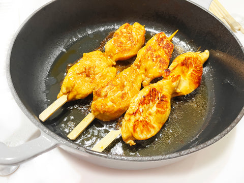 flip skewers in cast iron skillet