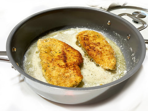 cook chicken breasts in 3 clad coated nonstick saute pan