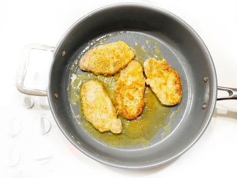 fry pork cutlets in 3 clad ceramic coated5 quart saute skillet