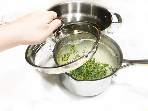 cooking rice in 2.5 quart saucepan with strainer lid