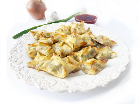 veggie wontons made on coated griddle