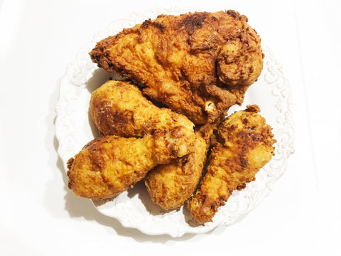 fried chicken out of pot
