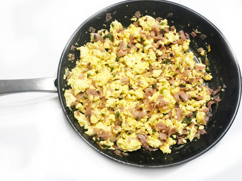 cooked eggs and ham