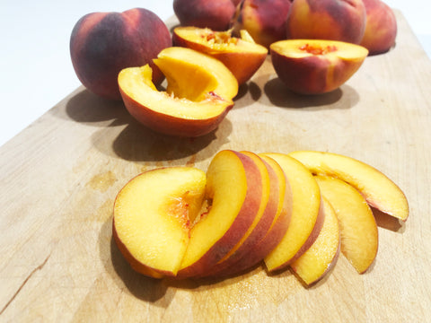 PEACH SLICES FOR PEACH GALETTE ON NONSTICK ID 21 TRI PLY GRIDDLE