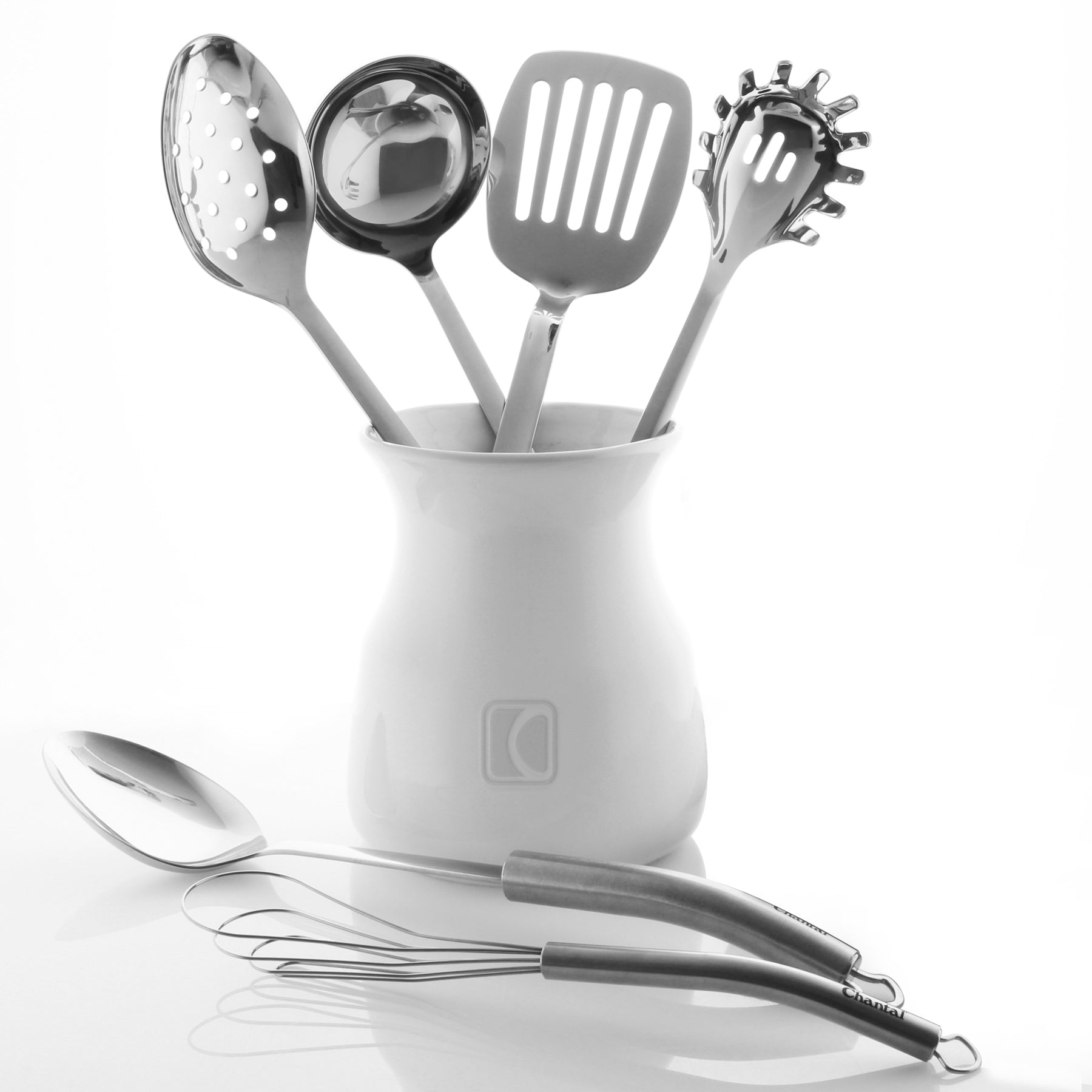 vasija para utensilios y los 6 utensilios de cocina