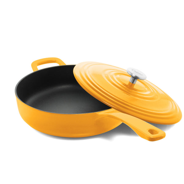 4 quart saute skillet with lid in marigold