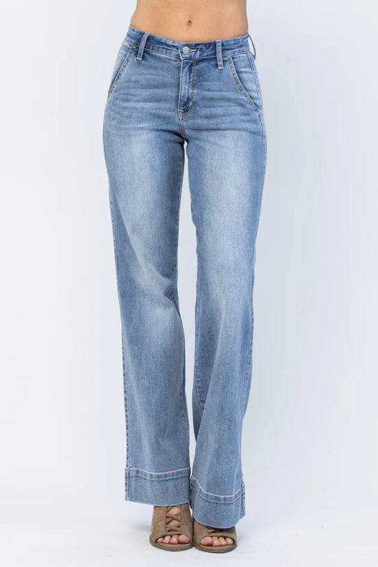 Behind Blue Eyes - Judy blue Raw Hem Wide Trouser Jeans – Resort to Style